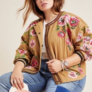 Anthropologie MAEVE needlepoint bomber jacket